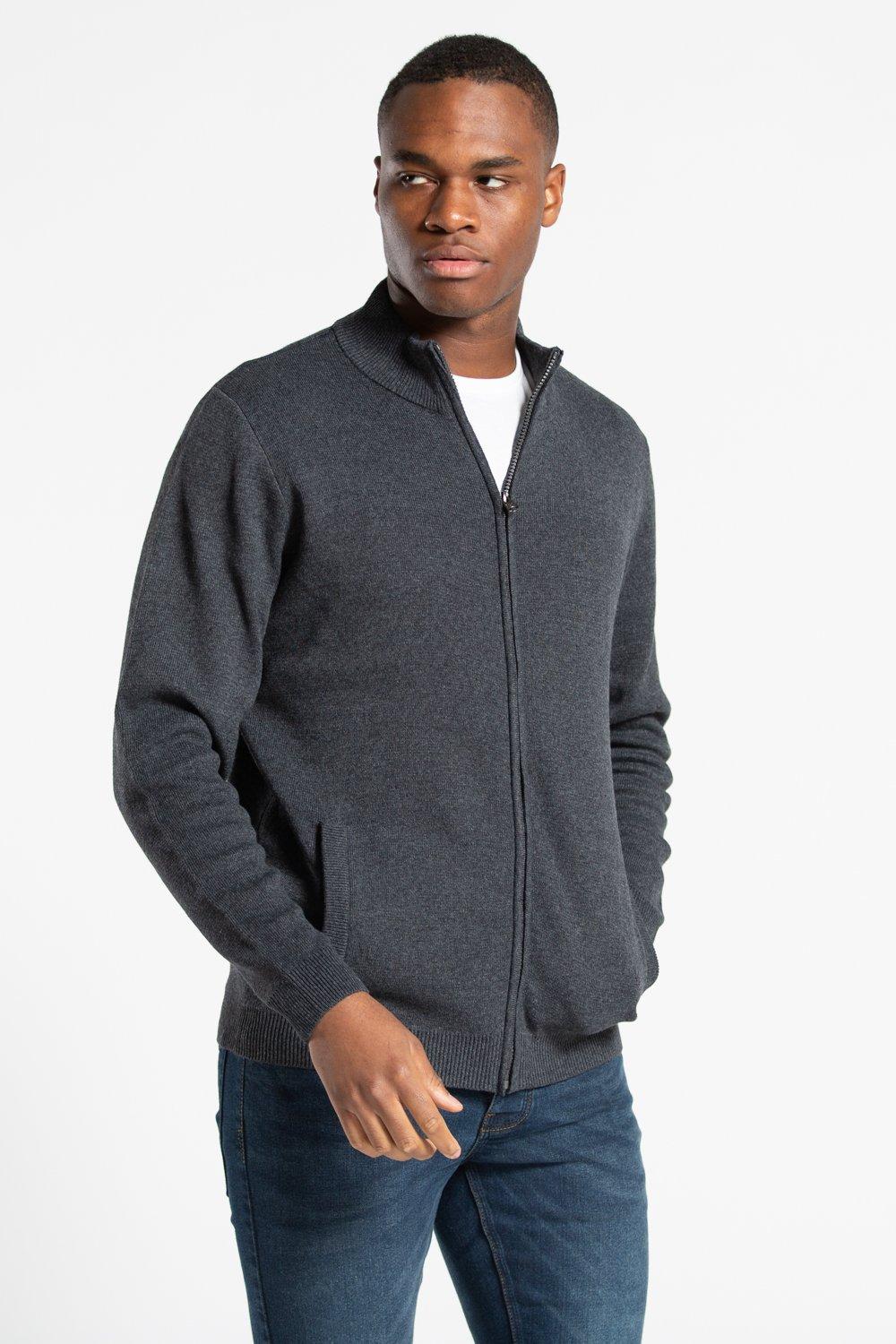 Mens grey 2024 zip up cardigan